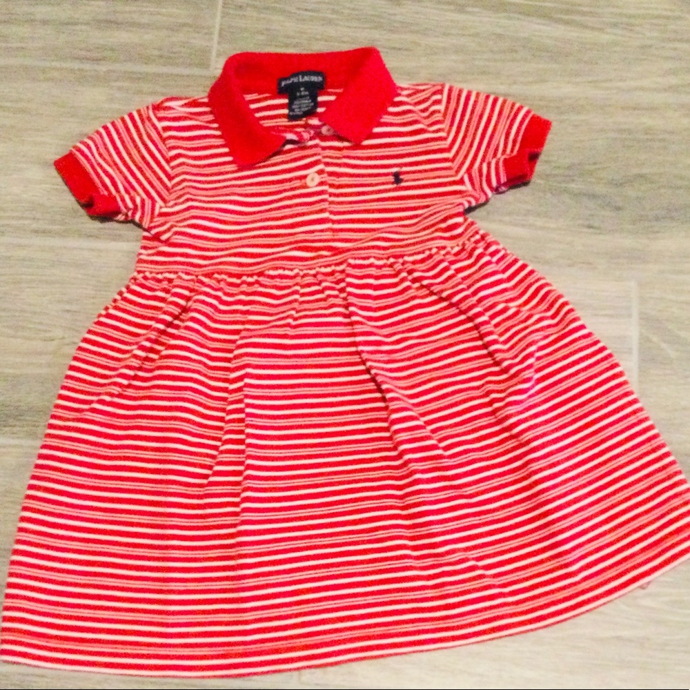 Ralph Lauren Polo Baby Red Striped Dress Vintage 6-12 months 🐎
